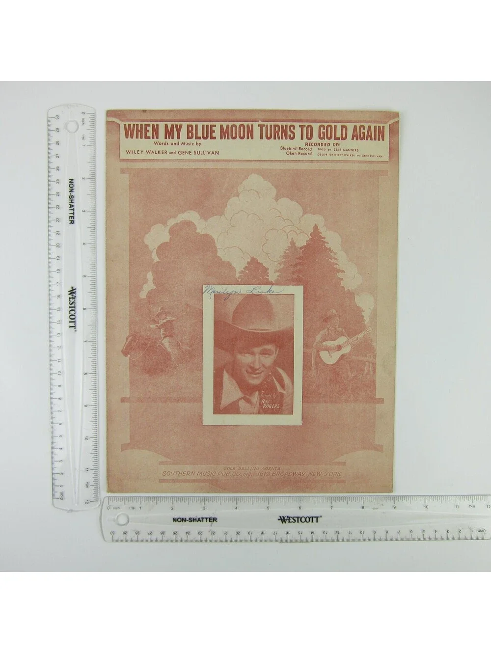 Sheet Music When My Blue Moon Turns To Gold Again Roy Rogers Vintage 1941